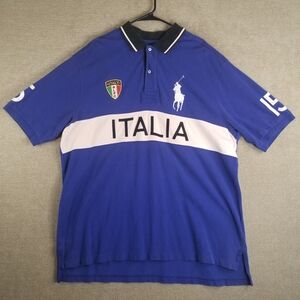 Polo Ralph Lauren Shirt Mens XXL Tall Blue Italia Italy Big Pony Logo RLPC (D73)